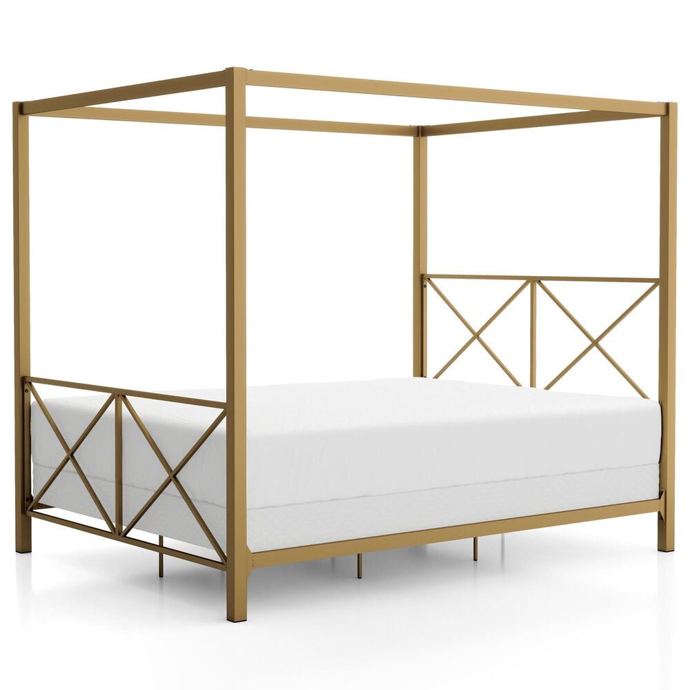 Furniture of America Rosadale Queen X-Cross Canopy Bed in Gold, , large