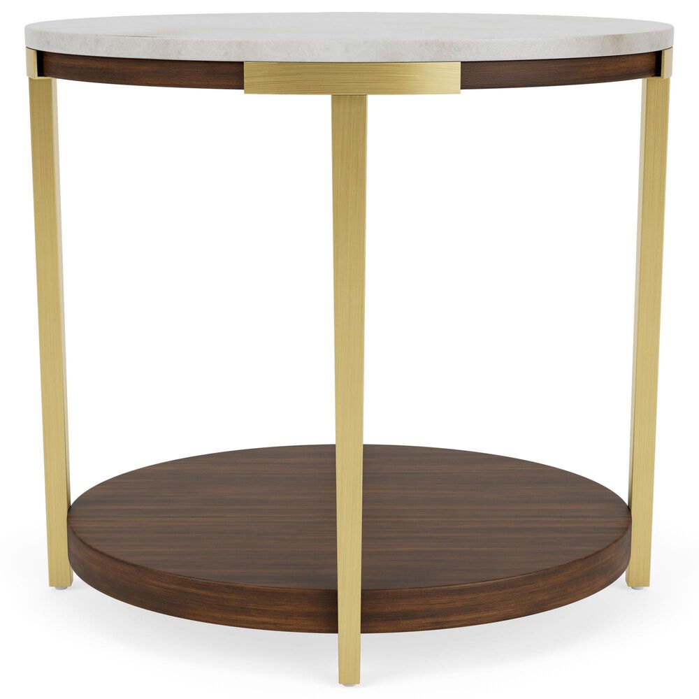 Riverside Furniture Emery Oval End Table in Smoked Cherry and Bronze, , large
