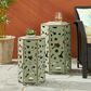 Hearth and Haven Selva 2-Piece Outdoor Hexagon Metal Side Table Set in Antique Green, , large