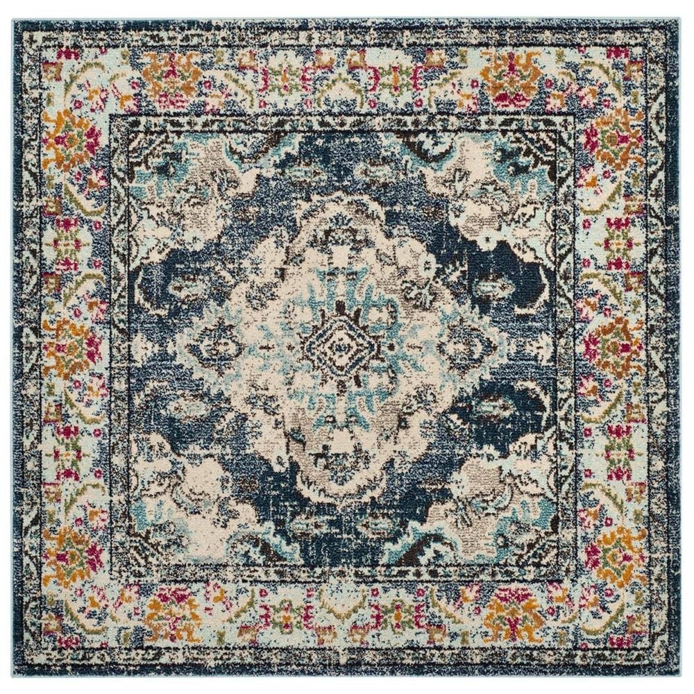 Safavieh Monaco MNC243N-3SQ 3" x 3" Navy/Light Blue Square Rug, , large