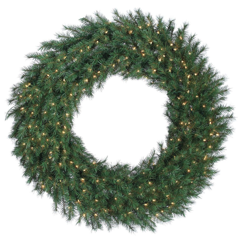 The Gerson Company 48" Pre-Lit Aspen Spruce Artificial Christmas Wreath with White LED Lights in Green, , large