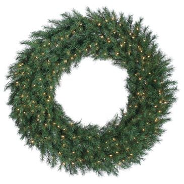 The Gerson Company 48" Pre-Lit Aspen Spruce Artificial Christmas Wreath with White LED Lights in Green, , large