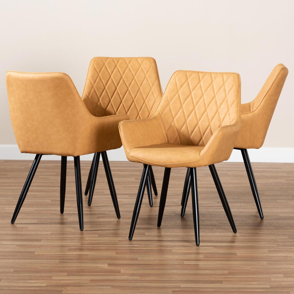 Baxton Studio Astrid Arm Chair in Black (Set of 4), , large