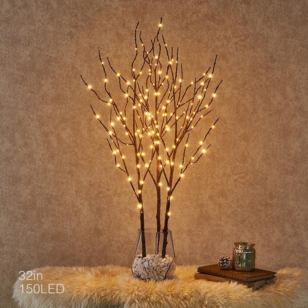 HOMLUX 32" Willow Branch with 150 LED Lights in Brown, , large