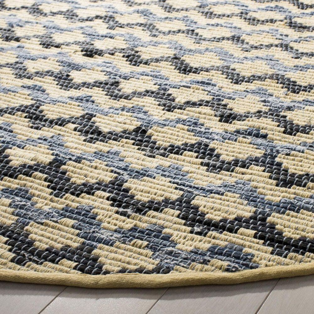 Safavieh Montauk 6&#39; Round Gold, Blue and Black Area Rug, , large