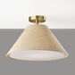 Adesso Hadley 1-Light Flush Mount with Light Brown Shade in Antique Brass, , large