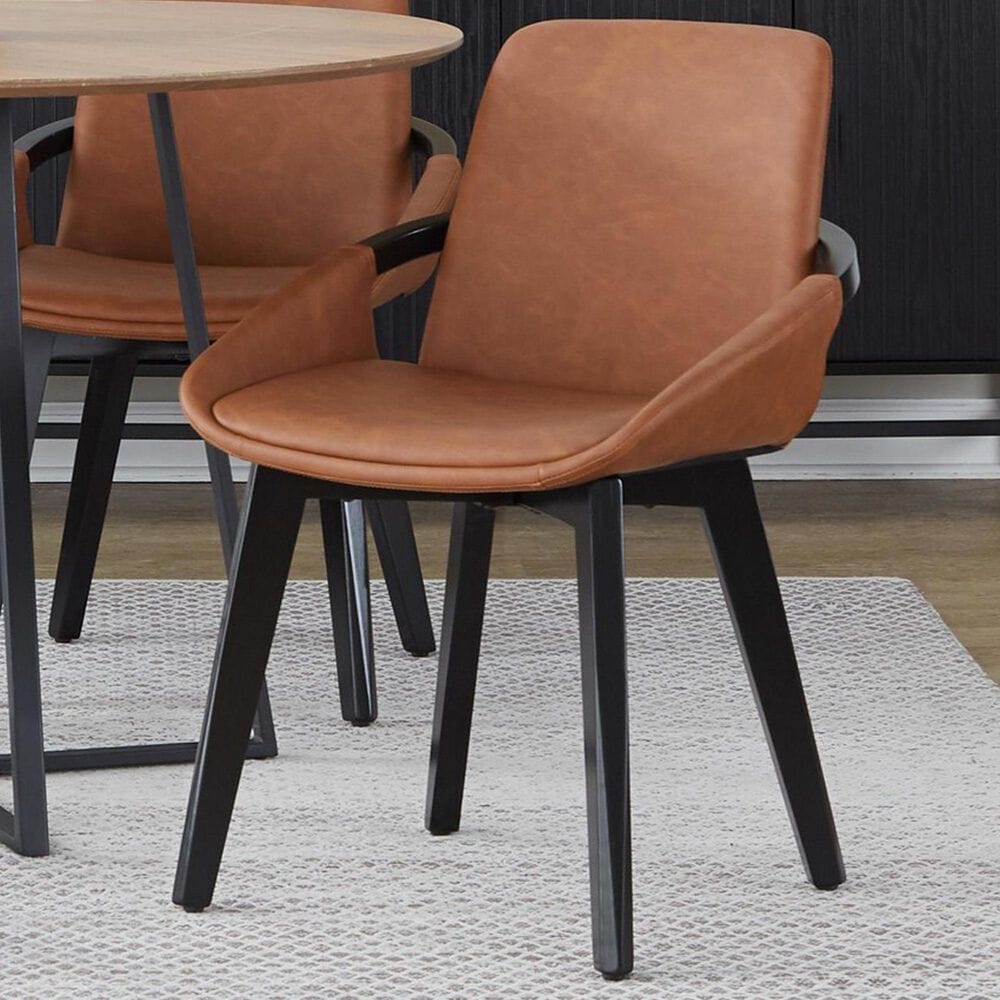 LumiSource Cosmo Accent Chair with Faux Leather Cushion in Camel, , large