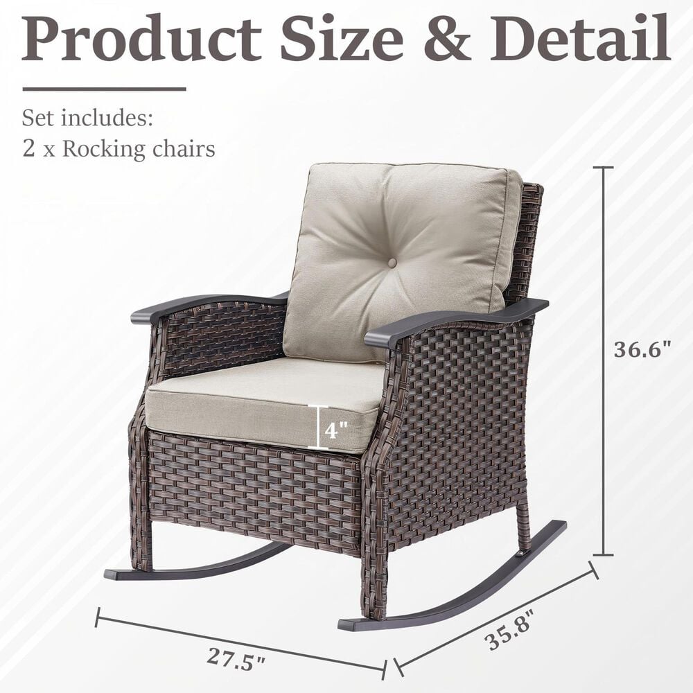 Sunwell Garden Patio Rocking Chair in Beige, , large