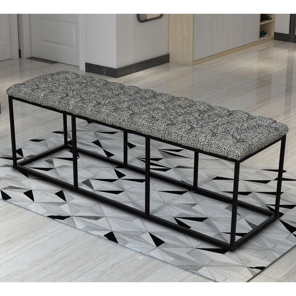 Kinfine Draper Ottoman in Black and White, , large