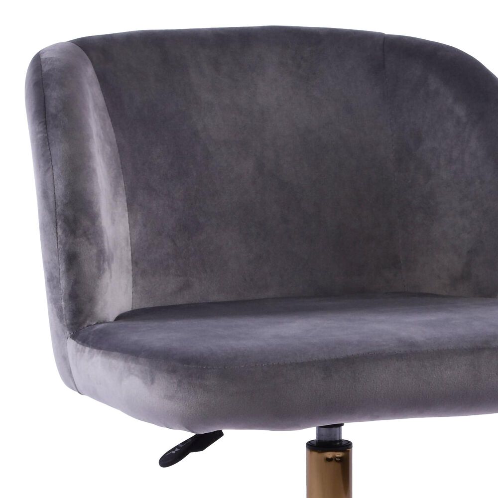 Impressions Vanity Rylee Swivel Vanity Chair with Dark Grey Cushion in Antique Gold, , large