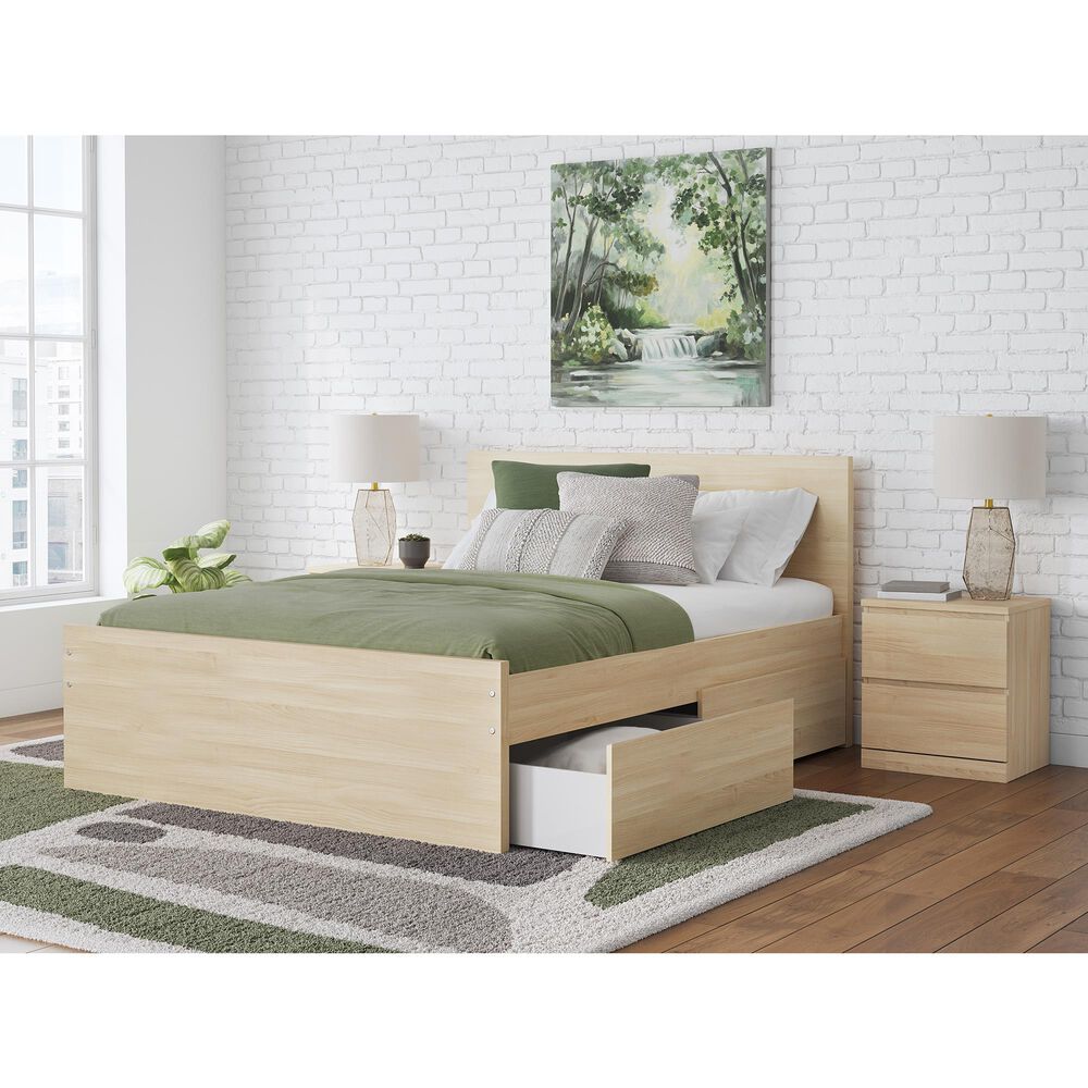 Ashley Onita Full Panel Platform Bed with 2 Side Storage in Natural, , large