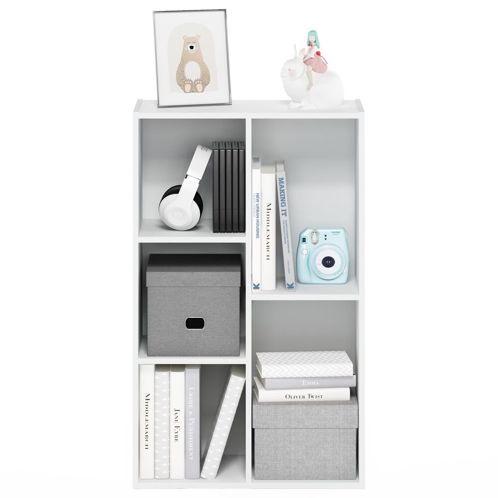 HOMLUX 5-Cube Reversible Storage Bookshelf in White, , large