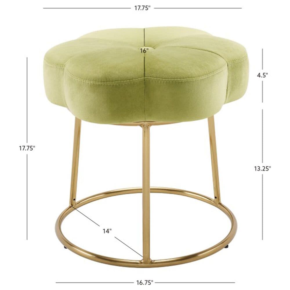 Linon Home Decor Seraphina Vanity Stool with Green Cushion in Gold, , large