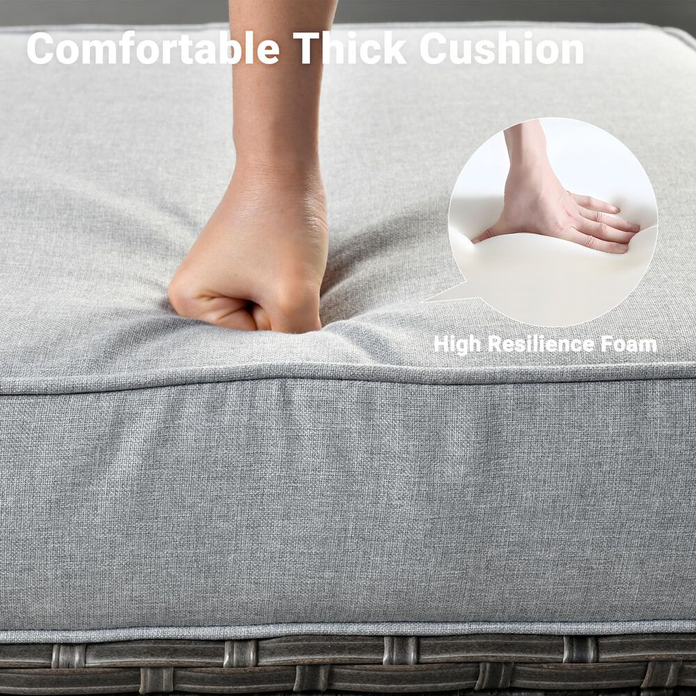 HOMLUX 3-Piece 77" Patio Sofa and Ottoman Set in Grey, , large