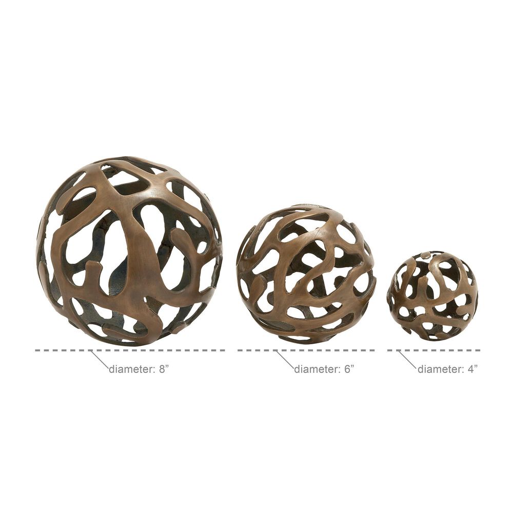 Maple and Jade 3-Piece Geometric Decorative Sculpture Set in Brass, , large