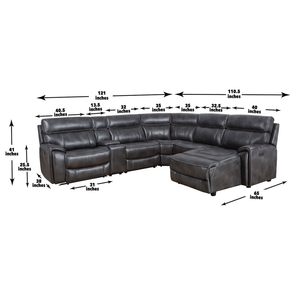Steve Silver Provo 6-Piece Dual Power Chaise Sectional in Smoked Grey, , large