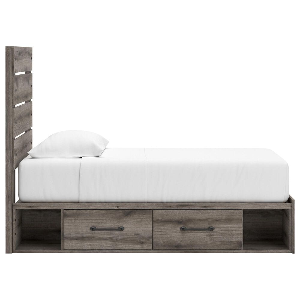 Ashley Graystorm Twin Panel Bed with Storage in Brown Gray, , large