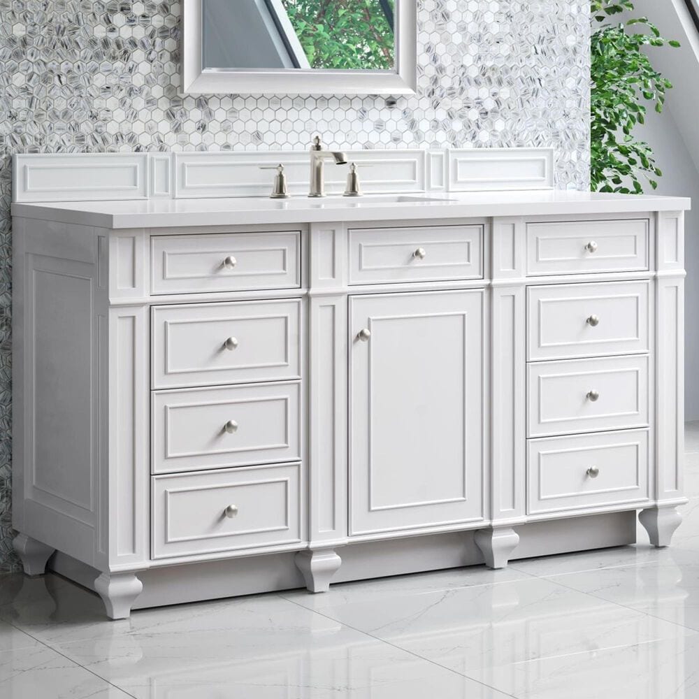 James Martin Bristol 60" Single Bathroom Vanity Cabinet in Bright White, , large