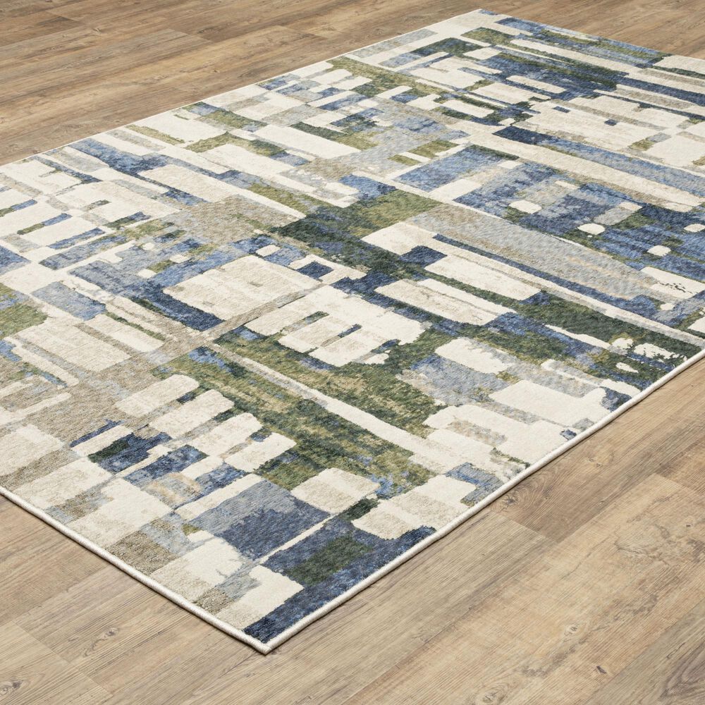 Oriental Weavers Tisdell TIS01 Blue and Green 3&#39;9&quot; x 5&#39;2&quot; Area Rug, , large