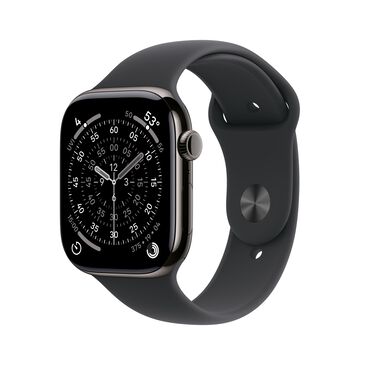 Apple Watch Series 11 (GPS+Cellular) 46mm Titanium Case with Black Sport Band - M/L - Slate - (2025), , large