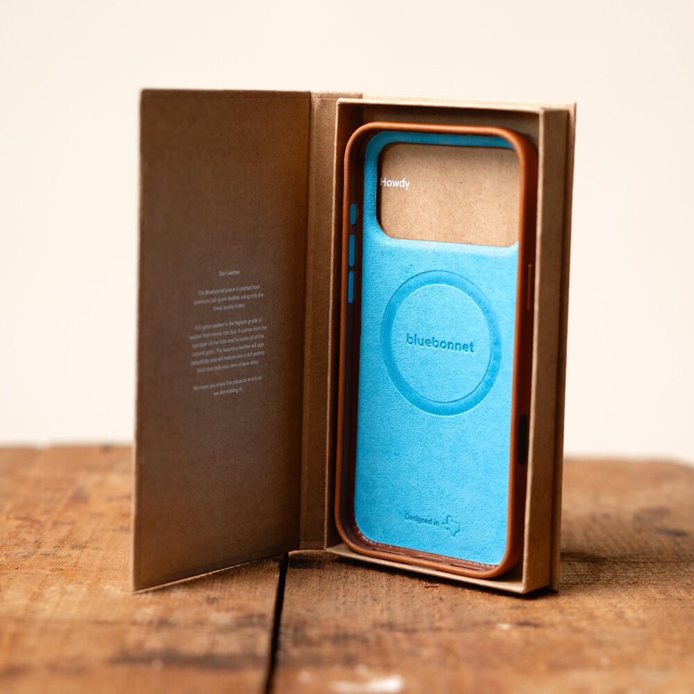 Bluebonnet Cases The Minimalist Full-Grain Leather iPhone 17 Pro MagSafe Case - Saddle Tan, , large