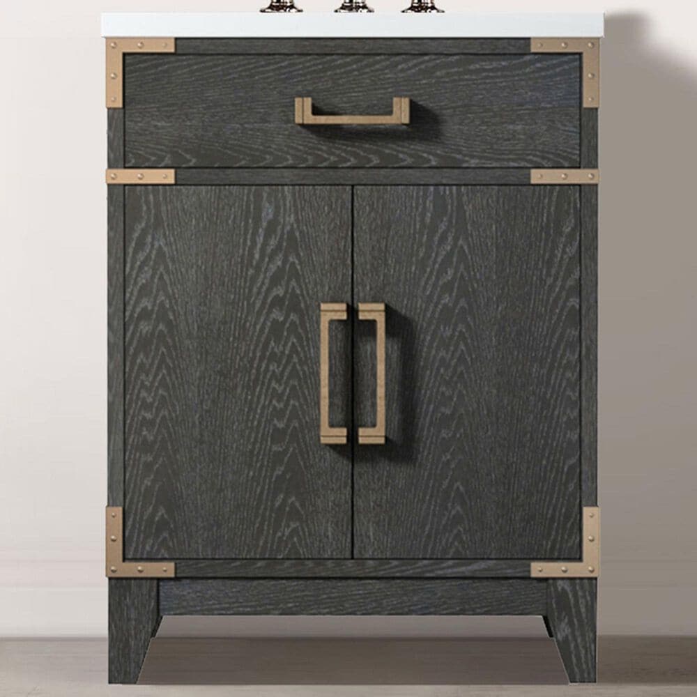 Lexora Home Laurel 20&quot; Single Bathroom Vanity in Black Oak with White Acrylic Top and Rectangular Sink, , large