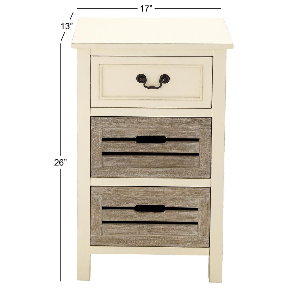 Maple and Jade 3-Drawer Side Table in White and Taupe, , large