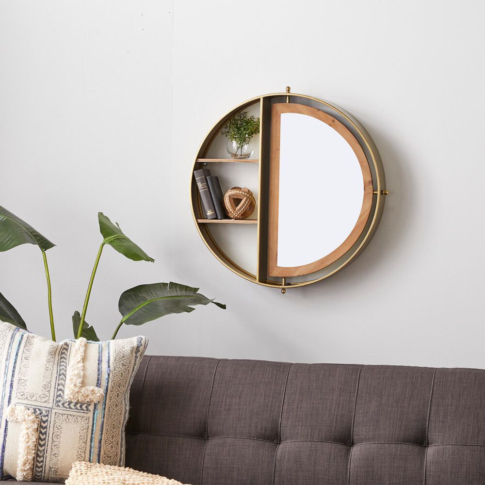 Maple and Jade 28&quot; x 27&quot; Wall Shelf in Gold, , large