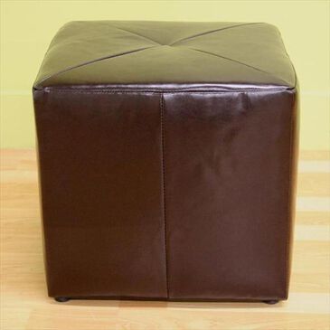 Baxton Studio Baxton Studio Leather Cube Ottoman in Brown, , large