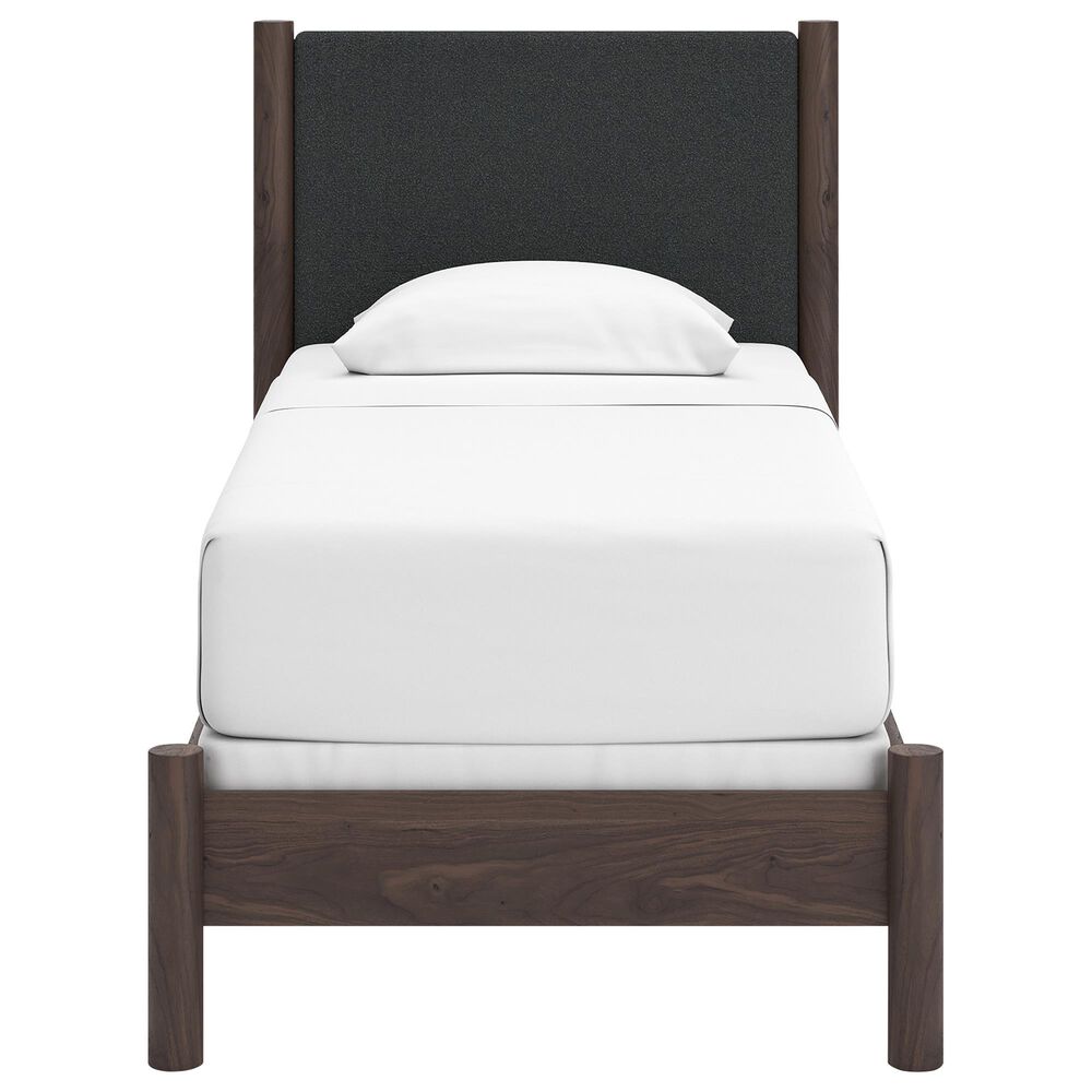 Ashley Pamytta Twin Upholstered Panel Bed in Rich Brown, , large