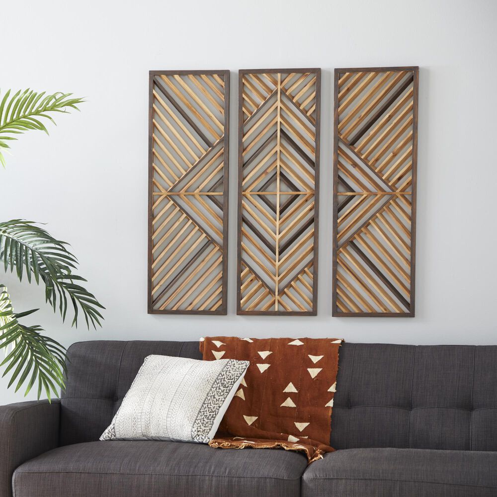 Maple and Jade 35&quot; x 12&quot; Wall Decor in Brown &#40;Set of 3&#41;, , large