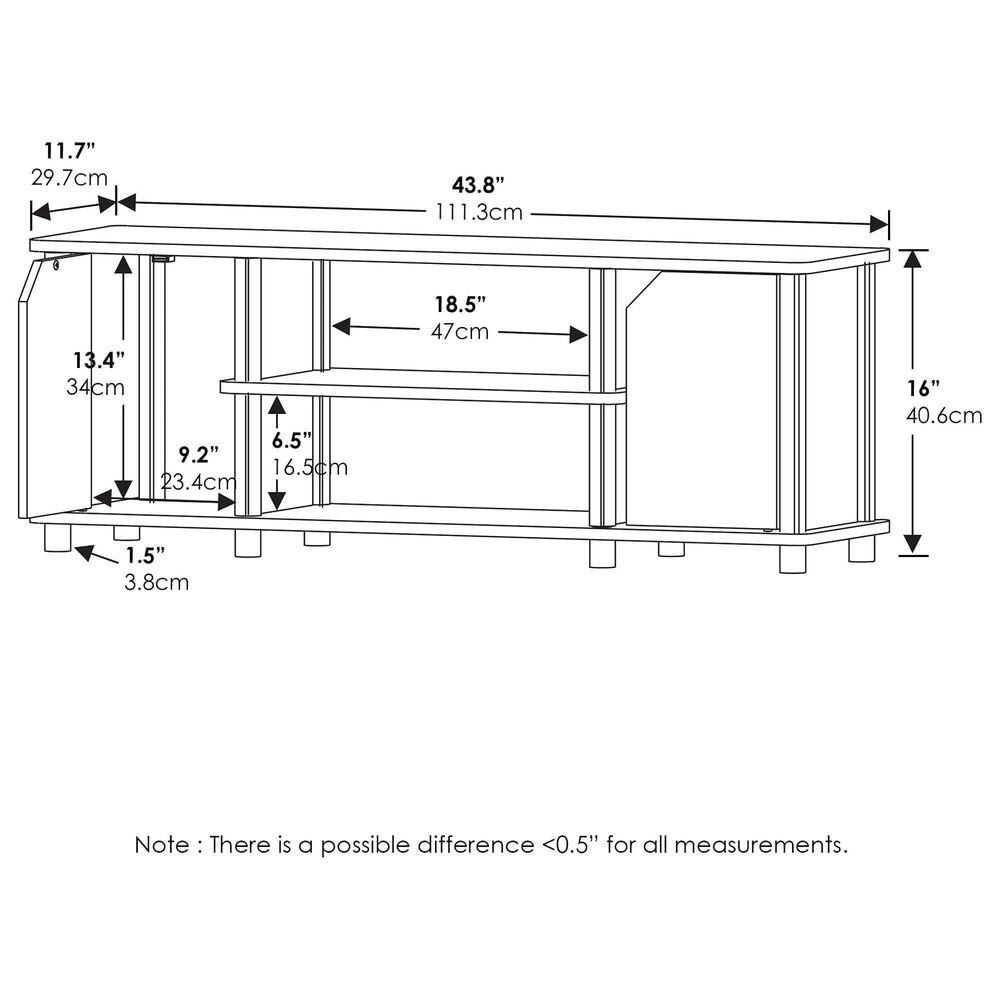 HOMLUX 43.8" TV Stand with 2-Door in Espresso and Black, , large