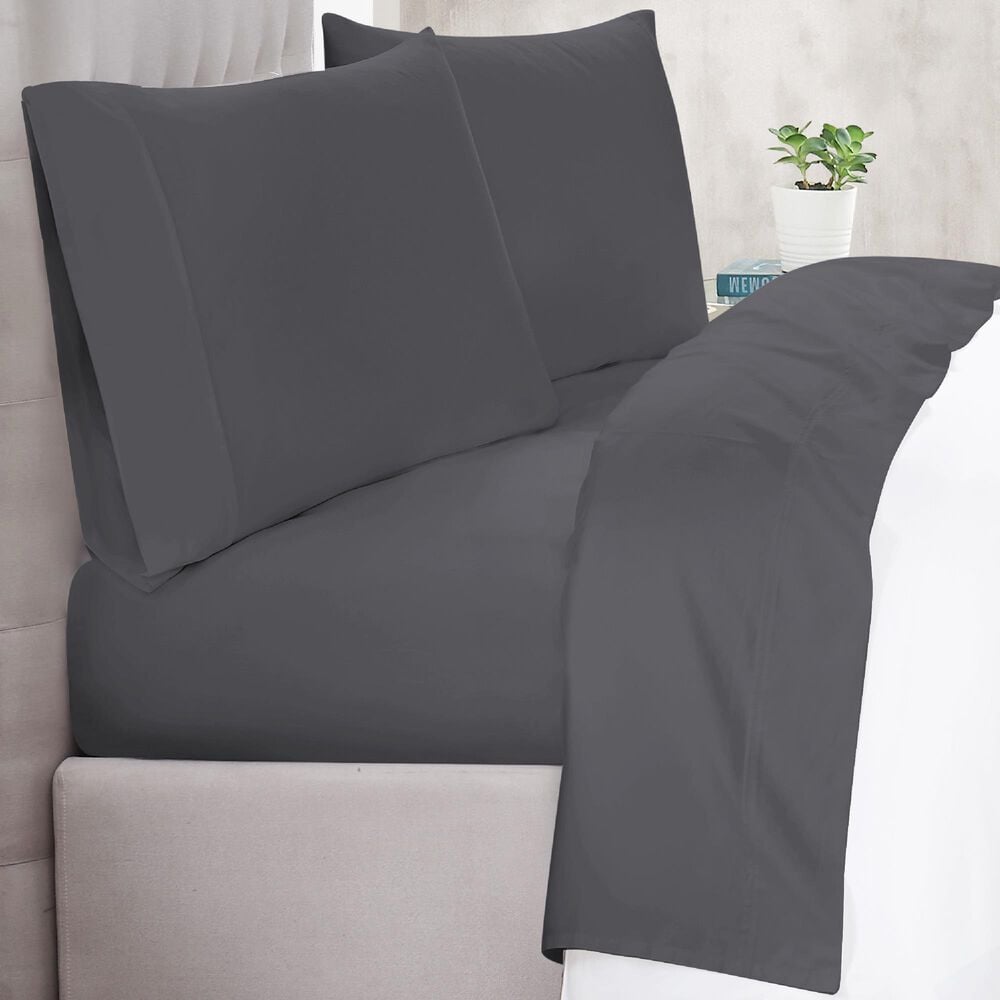 Pem America Christian Siriano New York 4-Piece California King Sheet Set in Dark Grey, , large
