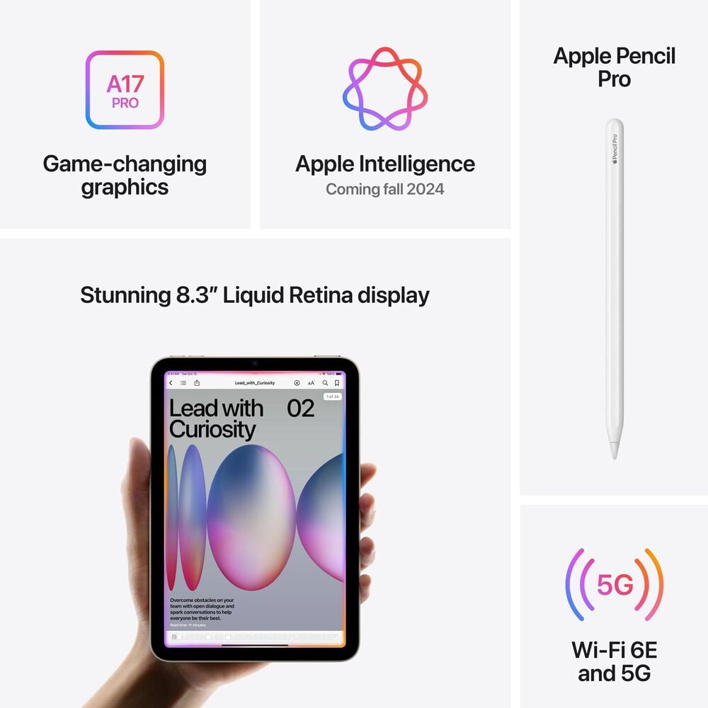 Apple iPad Mini Wi-Fi + Cellular 256GB - Purple with 2-Year AppleCare+, , large