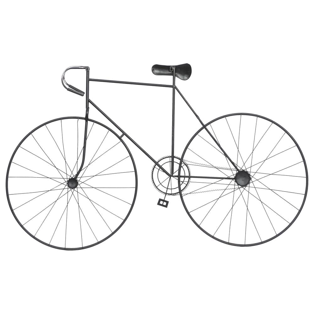 Maple and Jade 37&quot; x 59&quot; Bike Home Wall Decor with Seat and Handles in Silver and Black, , large