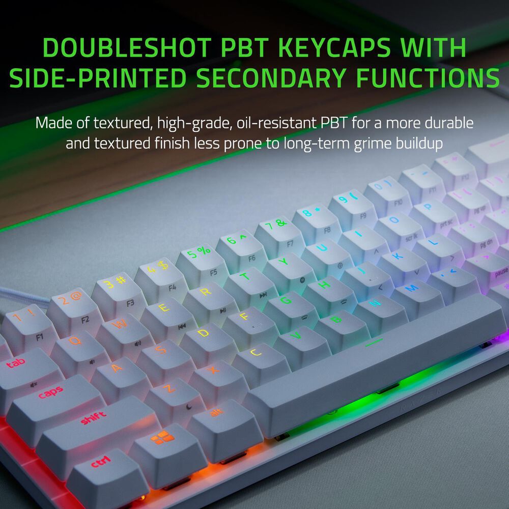 Razer Huntsman Mini 60% Gaming Keyboard - Clicky Optical Switch - Mercury White, , large