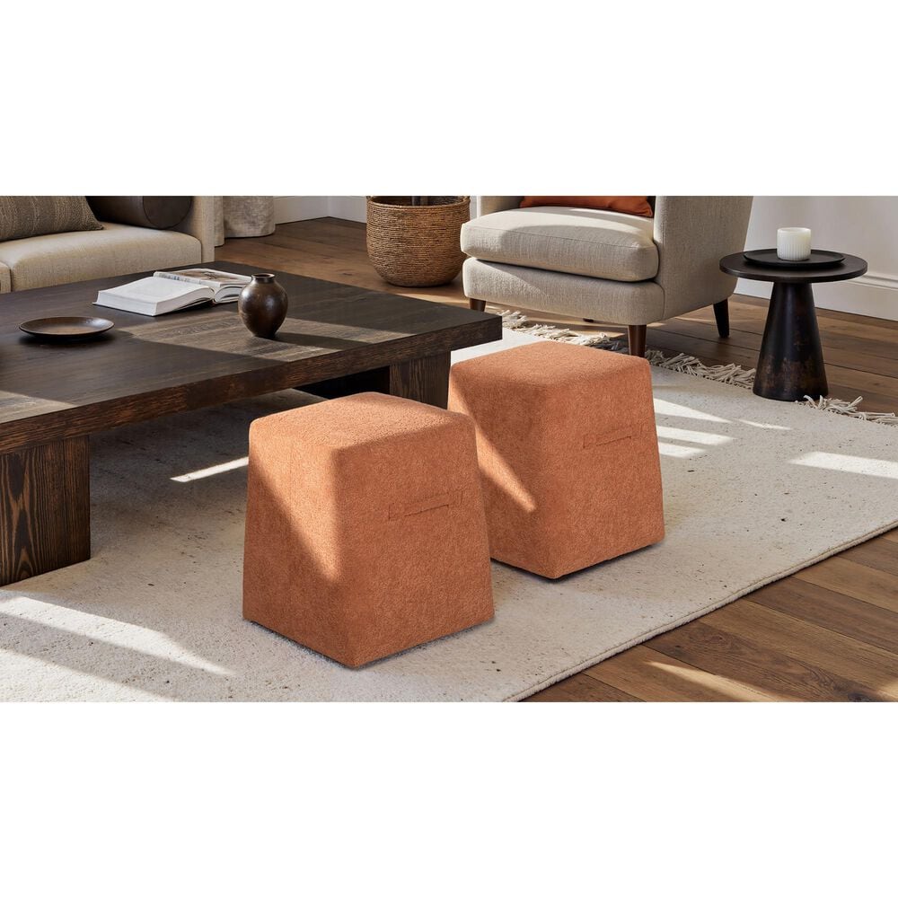 Jennifer Taylor Home Oliver Pouf in Spice Orange, , large