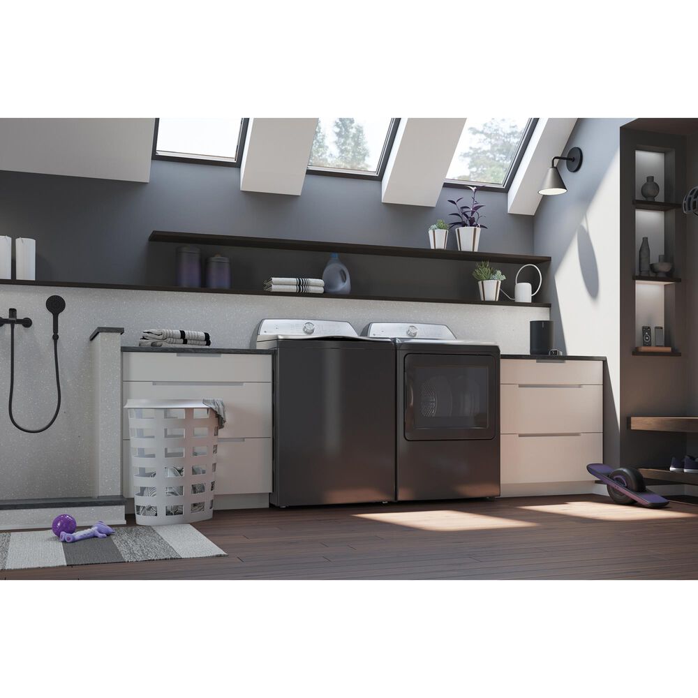 GE Profile 5 Cu. Ft. Top Load Impeller Washer and 7.4 Cu. Ft. Electric Dryer Laundry Pair in Diamond Gray, , large