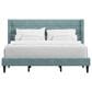 Richlands Furniture Demore King Platform Bed with Light Aqua Blue Upholstery in Black, , large