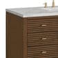 James Martin Vanities Myrrin 48" Single Bathroom Vanity in Mid-Century Walnut with 3 cm Eternal Jasmine Pearl Silestone Top, Rectangular Sink and FreePower Wireless Charger, , large