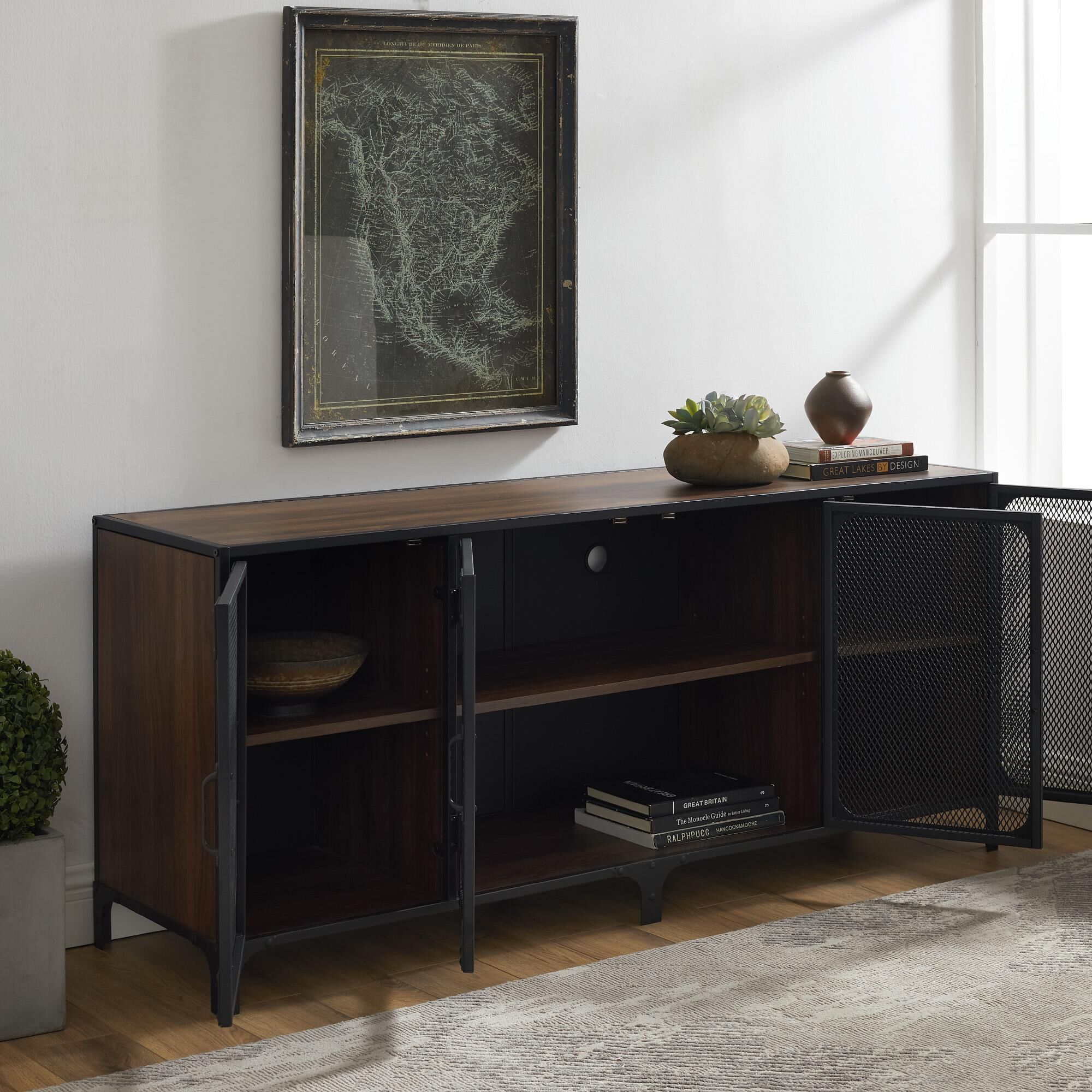 Walker edison dark walnut store tv stand