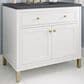 James Martin Vanities Chicago 36" Single Bathroom Vanity in Glossy White with 3 cm Charcoal Soapstone Quartz Top and Rectangular Sink, , large