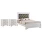 Crown Mark Lyssa Queen Bed with Two Nightstands in White, , large
