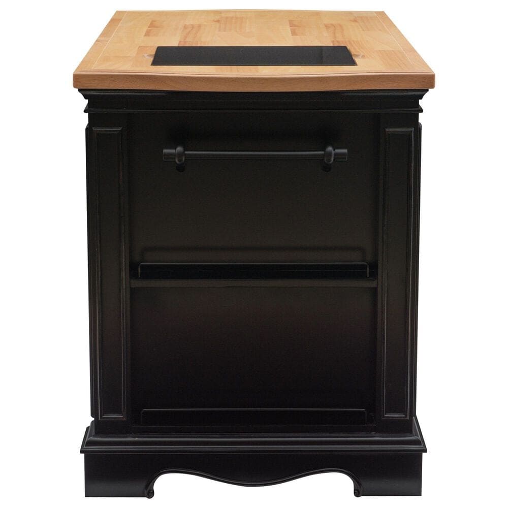 Linon Home Decor Pennfield Kitchen Island in Natural and Black Sand, , large