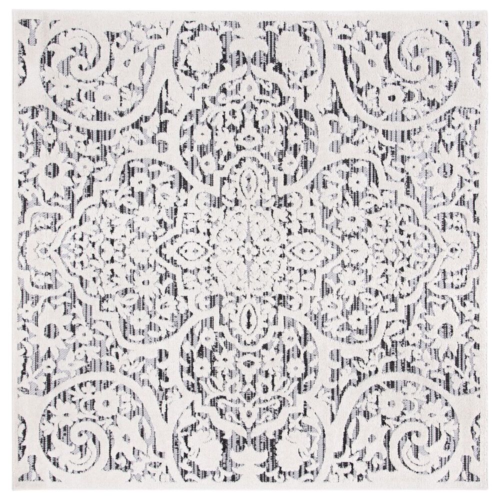 Safavieh Cabana CBN656A 8" Square Ivory and Grey Indoor/Outdoor Area Performance Rug, , large