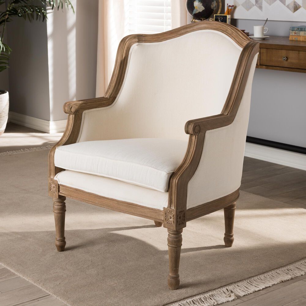 Baxton Studio Charlemagne Accent Chair in Beige, , large