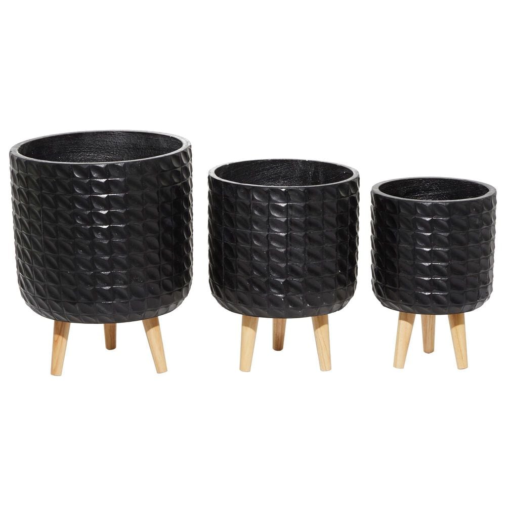 Maple and Jade Modern Geometric Planter in Black and Light Brown (Set of 3), , large