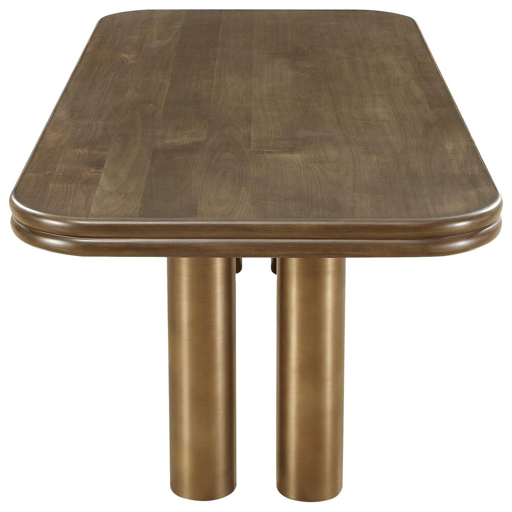 Urban Home Mataranka 7-Piece Rectangular Dining Set in Bistre and Brushed Golden Stainless Steel, , large