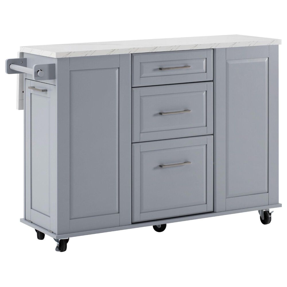 HOMLUX 51" Kitchen Island with Tilt Trash Can Cabinet in Grey, , large