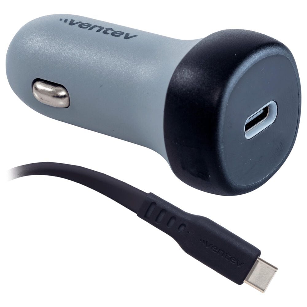 Ventev Ultrafast USB-C Universal Car Charger and Cable in Dark Gray, , large